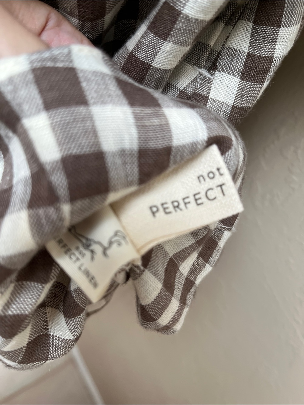 notPERFECTLINEN Mari Puff Sleeve Dress, Lightweight Chocolate Gingham, M, NWOT - Picture 11 of 14